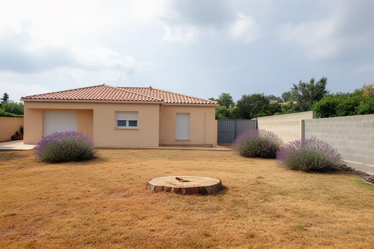 Jardin dégagé après abattage contrôlé du pin à Afa