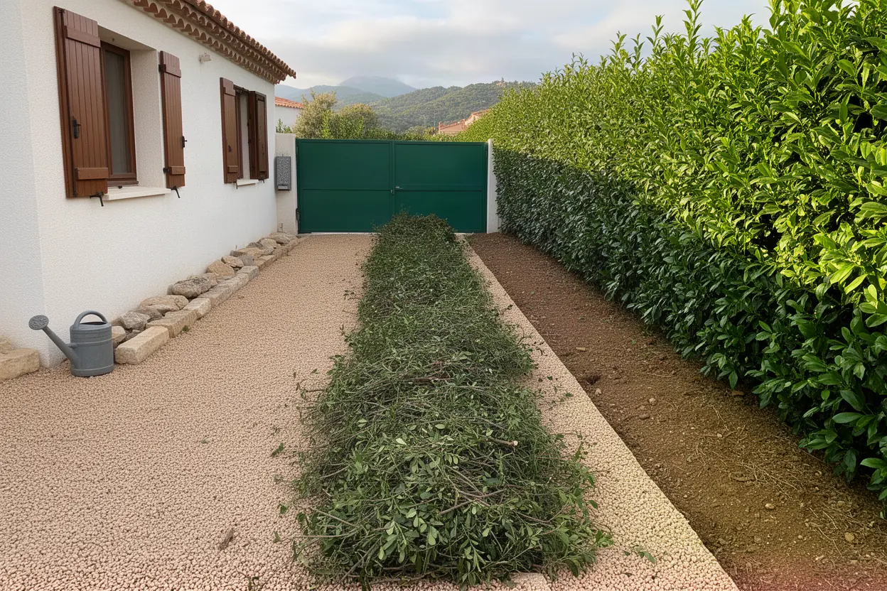 Résidus de haie entassés à Grosseto-Prugna